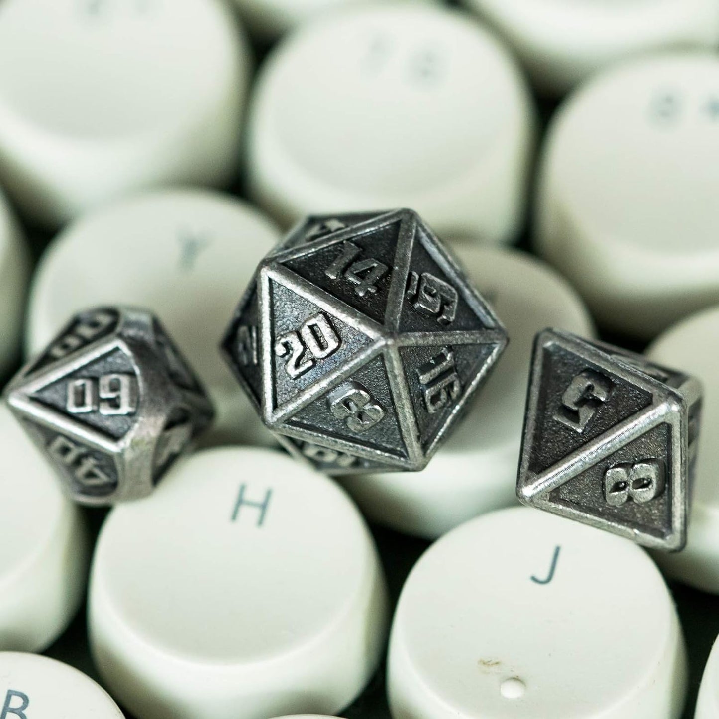UDIXI Steampunk Metal Dice Set, 7 Die Polyhedral DND Dice Set for D&D Role Playing Game and Math Teaching (Ancient Copper)