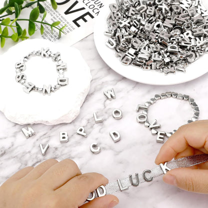 Augshy 400Pcs Large Letter Beads, Macaroon Hollow Letter Beads Plastic A-Z Mixed Alphabet Shape Bead for Jewelry Making Bracelets Necklaces Key Chains Shoelaces Crafts Party Decor(9 x 12 mm)