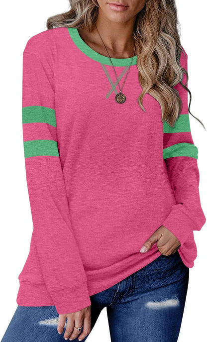 CRAZY GRID Womens Trendy Long Sleeve Shirts Casual Loose Soft Sweatshirt Fall Tops