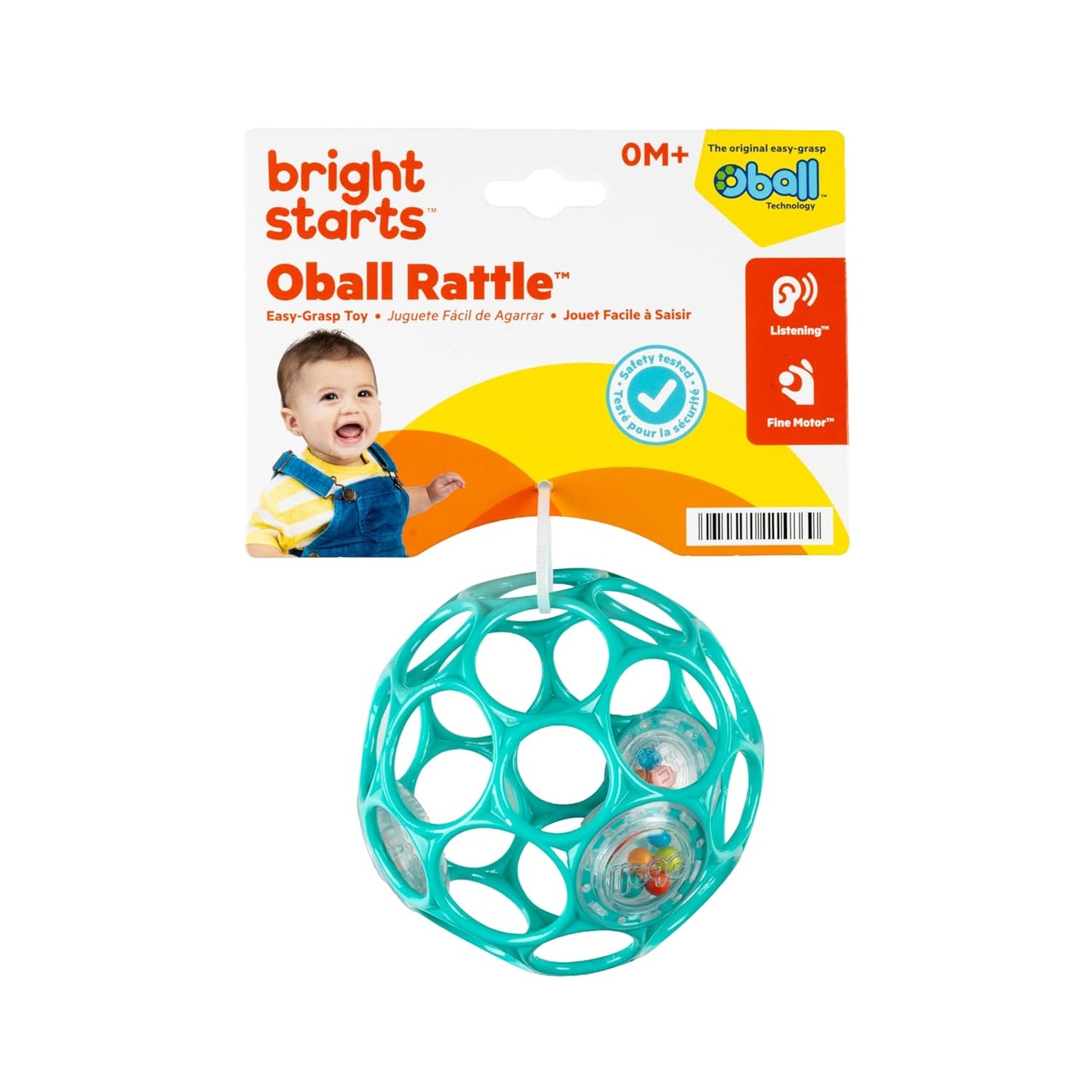 Bright Starts Oball Musical Toy, Jingle & Shake Pal, BPA-Free Easy-Grasp Baby Rattle Toy, Ages Newborn+