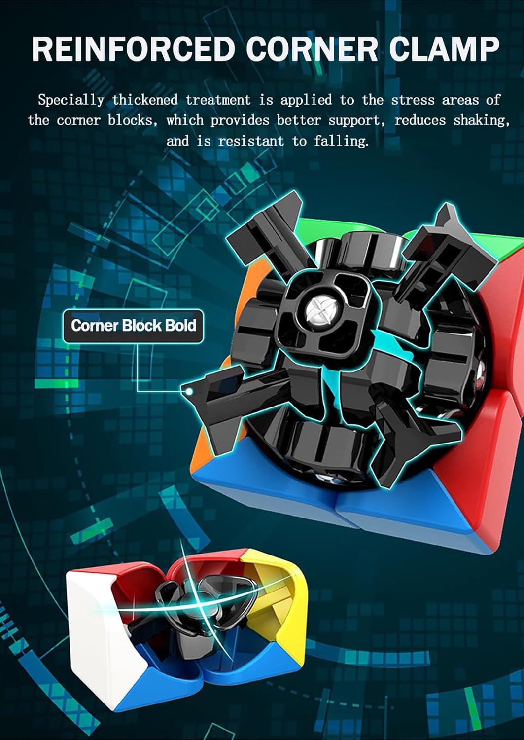CFMOUR Speed Cube 3x3x3 - Moyu Meilong 3C, Stickerless Magic Cube 3x3, Fast Smooth Turning Vivid Colour 3D Puzzle Brain Toy Travel Games, Turns Quicker Than Original