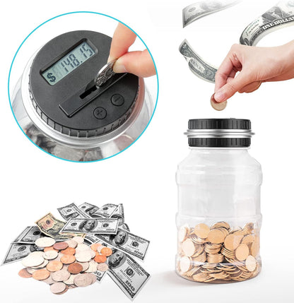 Large Piggy Bank for Adults Kids, Vcertcpl Digital Coin Counting Bank with LCD Counter, 1.8L Capacity Coin Bank Money Jar for Adults, Designed for All US Coins (Purple)