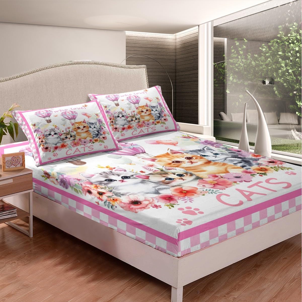Drum Kit Fitted Sheet,Full Size Rock Music Collections Musical Instruments Theme,Soft Decorative Fabric Bedding Deep Pocket for Children Teens Young Boys Girls,with 2 Pillowcases