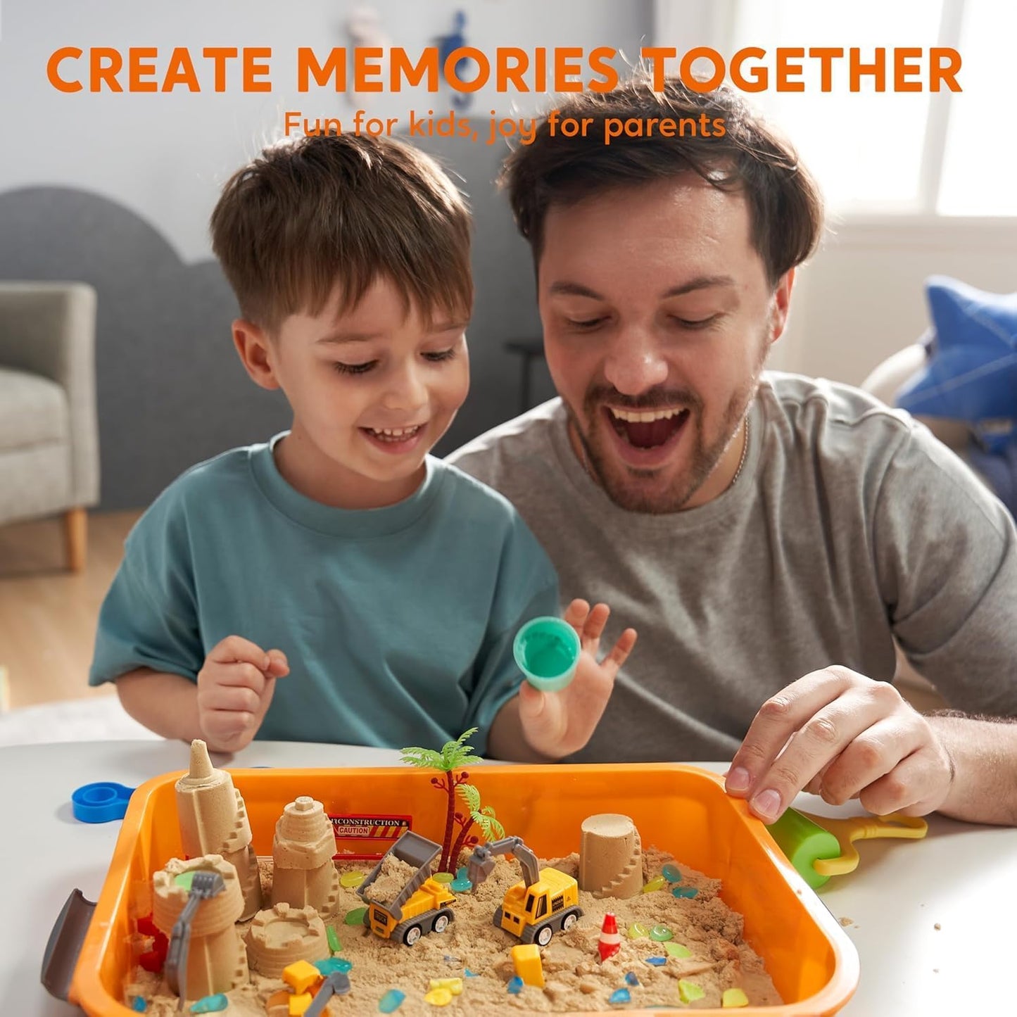 JOVA Klever Kits Dinosaurs Sensory Bin Toys for Toddlers with Glow in The Dark Dinosaurs, Sandbox with Lid Sand, Preschool Learning Activities Gifts for Boys Girls Age 3+