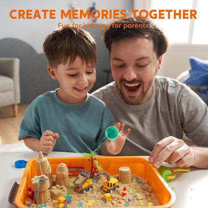 JOVA Klever Kits Dinosaurs Sensory Bin Toys for Toddlers with Glow in The Dark Dinosaurs, Sandbox with Lid Sand, Preschool Learning Activities Gifts for Boys Girls Age 3+