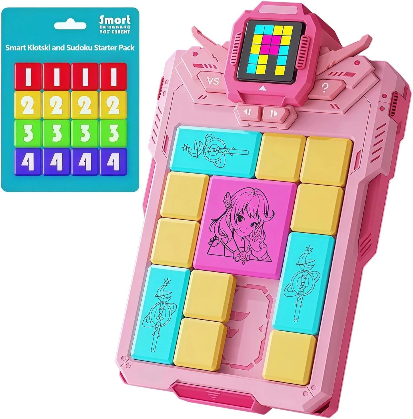 Super Slide Puzzle Game - Electronic Sliding Puzzle Toy with 500+ Levels, Brain Teaser & Logic Game for Kids and Adults (Classic-White)