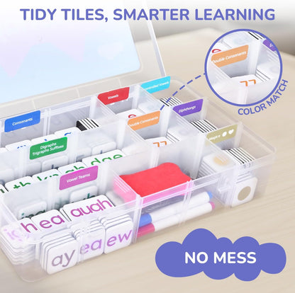 JoyCat 265 Phonics Magnetic Letter Tiles- Hooked on Phonics, ABC Reading Games Set with Word-Building Folder & Storage Case, Letter Sound Alphabet Letters, Preschool Pre k Classroom Materials