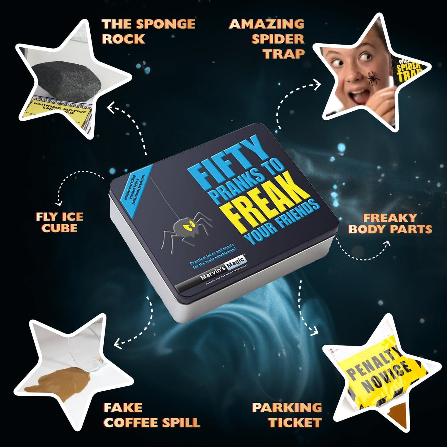 Marvin's Magic - Fifty Greatest Card Tricks Set - Children & Adults Magic Card Deck - Includes Card Illusions, Close up and Mind Reading Tricks - Comes in Gift Set Tin - Suitable for +8 - Cool Stuff