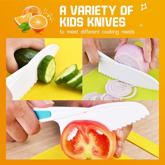 13 Pieces Montessori Kitchen Toys for Toddlers-Kids Cooking Sets Real-Toddler Toys Set for Real Cooking with Plastic Children Safe Knives Crinkle Cutter Kids Cutting Board