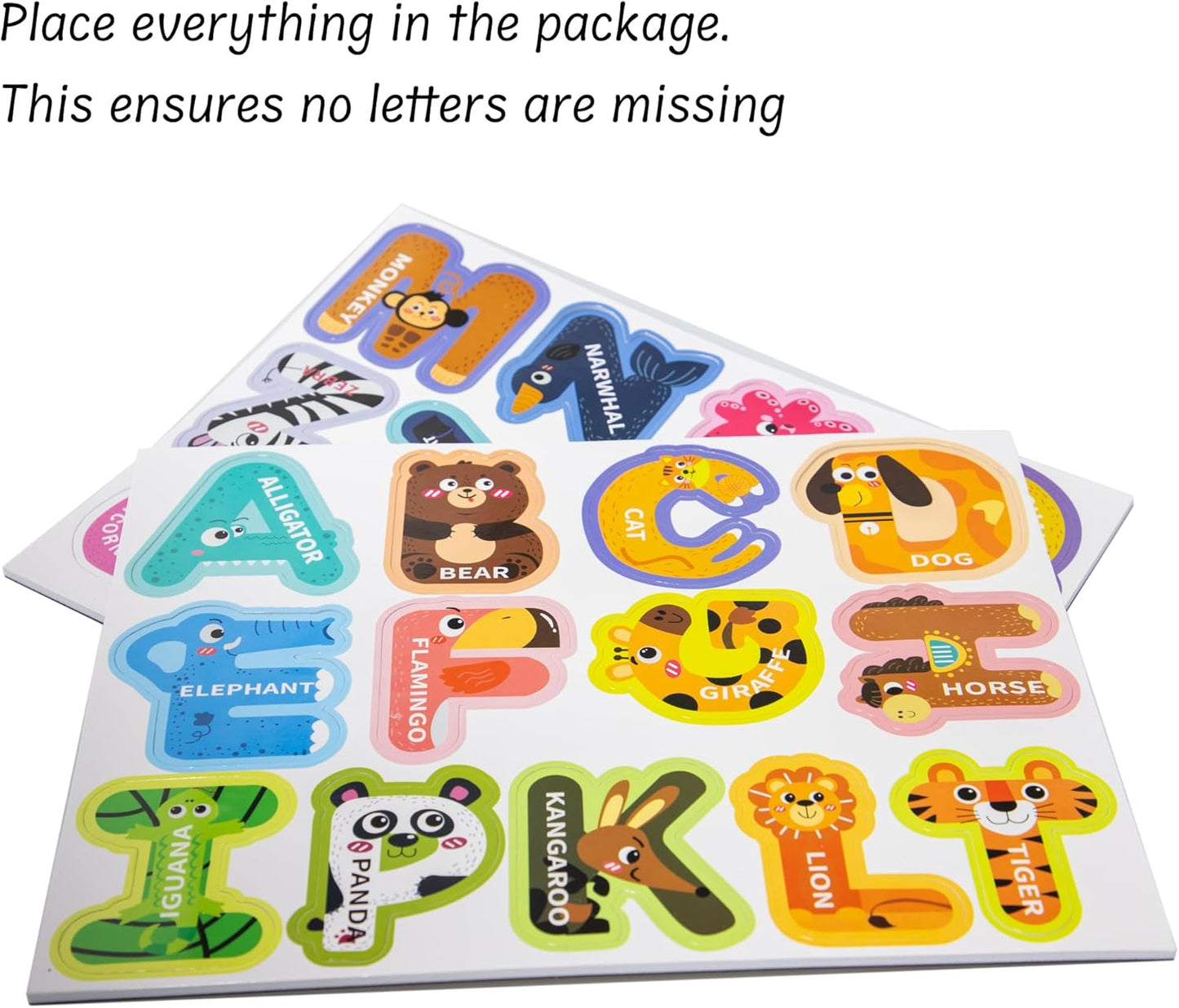 EHR Magnetic Letters, Colorful ABC Animal Alphabet Fridge Magnets, Suitable for Toddlers Aged 3 4 5 (Uppercase Letter)