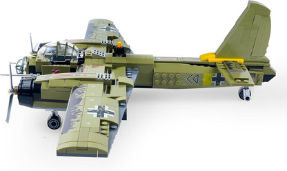 General Jim's WWII Iron Empire JU-88 Bomber Plane Building Blocks Set, 559 Pieces German Twin-Engine Aircraft Model w/Display Stand, Detailed WWII Airplane Compatible w/Major Brick Brands | GJ-WW2GB