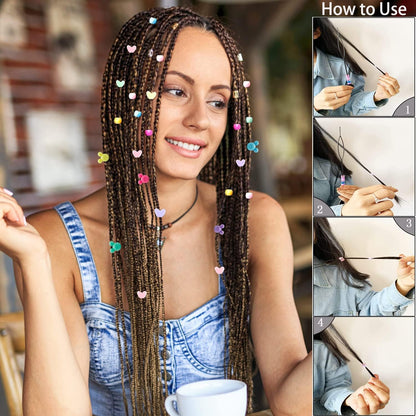 JJzxwish 1605 Pcs Hair Beads for Braids with Elastic Rubber Band Threaders Kit, Candy Color Acrylic Mickey Heart Star Alphabet Beads Pastel Pony Bead Kandi Bead for Bracelet Jewelry Making DIY Craft