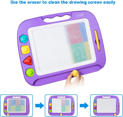 SGILE Toddler Toys for Kids, Large Magnetic Drawing Board for Birthday Gift, Toys for 1 2 3 4 Year Old Girls Boys, Etch & Sketch Pad with 4 Stamps, Learning and Educational, 16 ×13 in, Blue