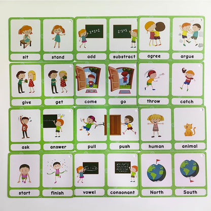 Lilias Irregular Past Tense Verbs English Grammar Double-Side Learning Flash Cards - 24 Card Set for Homeschool, Preschool, Primary School, ESL, Autism, Vocabulary Building