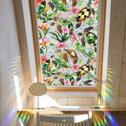 Flower Stained Glass Window Film Decorative Static Cling Stickers Sun Blocking Privacy Decals for Home Car White Lily
