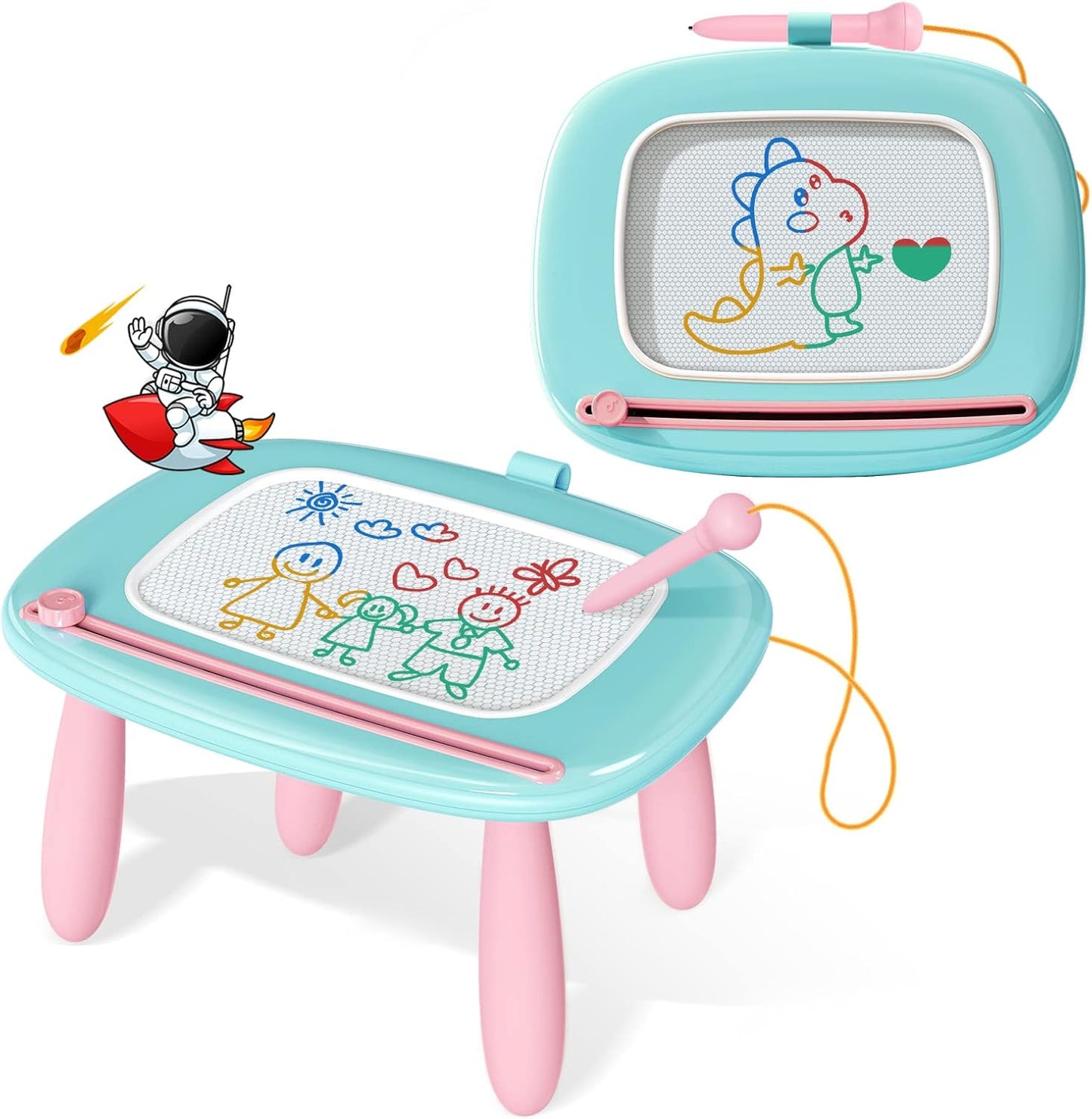 Kikidex Magnetic Drawing Board, Toddler Girl Toys for 1-3 Year Old, Doodle Board Pad Learning and Educational Toys for 1 2 3 Year Old Baby Kids Birthday Gift (Light Blue)