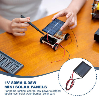 MECCANIXITY 2 Pcs 5.5V 0.44W 70mA Mini Solar Panels, Small Polycrystalline Solar Cell Panel with 2 Cable for DIY Electric Toy Materials Kits Charger, 60mm x 60mm