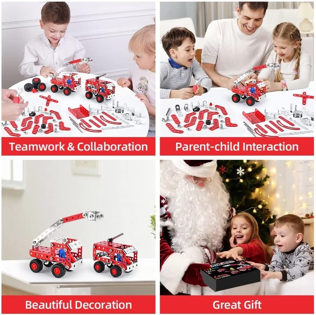 Ferthor Fun 7 in 1 STEM Toys,Creative Set for Boys Age 8-12,Learning Engineering Kids Building Blocks Model Kits,Metal Construction Toys for Kids 8 9 10 11 12+ Year Old(180PCS No Motor)