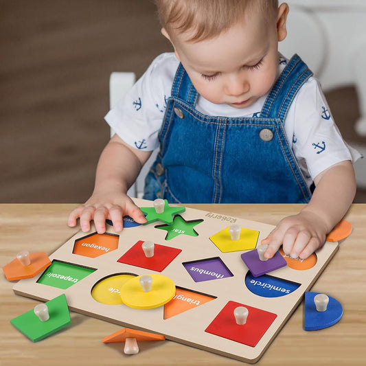 Roberly Shape Wooden Puzzles for Toddlers, Shape Sorter & Color Match Toddlers Puzzles Early Educational Montessori Toys for Girls Boys 36 Months Toys Birthday Gifts Learning Activities