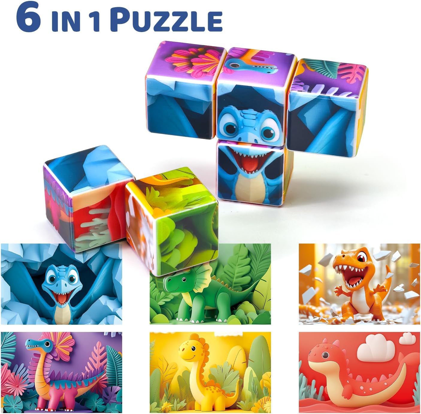 Pairez Toys 3D Magnetic Cubic Jigsaw Puzzle Toys for Toddlers, Large Building Blocks Cubes 1.65 Inches, Sensory & Montessori Toys for Kids 3-5