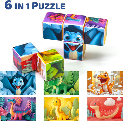 Pairez Toys 3D Magnetic Cubic Jigsaw Puzzle Toys for Toddlers, Large Building Blocks Cubes 1.65 Inches, Sensory & Montessori Toys for Kids 3-5