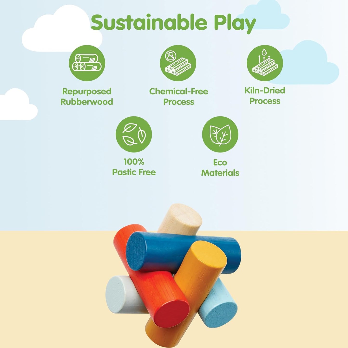 PlanToys® Balancing Cactus | Montessori Wooden Toy for Toddlers | STEM Game for Fine Motor Skills, Logic & Coordination | Eco-Friendly Educational Toy for Kids Ages 3+