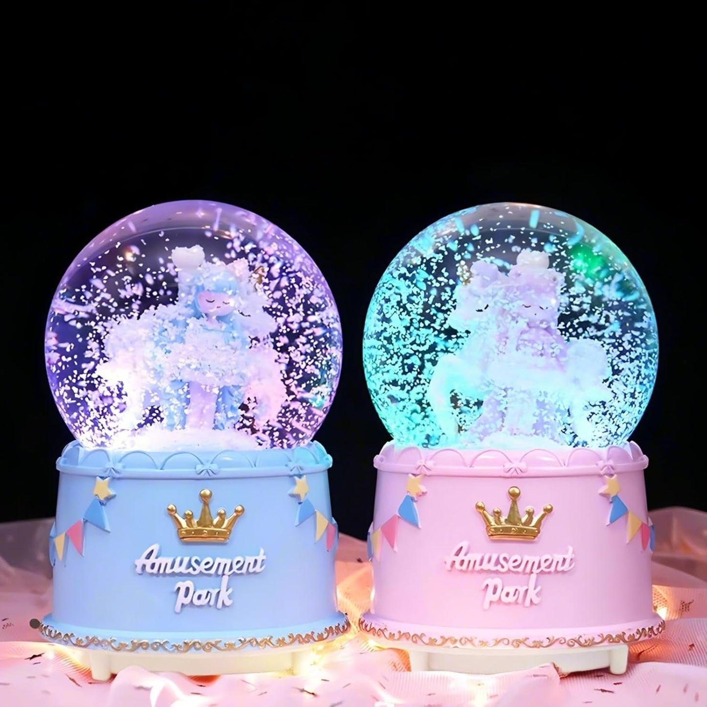 Unicorn Snow Globes for Girl,6.5IN Pink Music Snowglobes with LED Lights and Automatic Snowfall,Home Decor Glass Ball for Kids Bedroom Birthday for 5-18 Year Old Girl(6.5x4.1IN