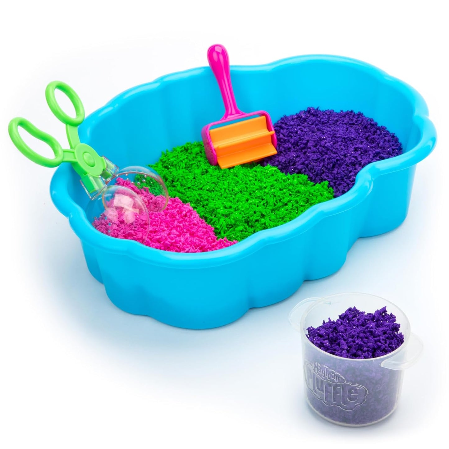 Educational Insights Pluffle Preschool Sensory Bin - Sensory Play Foam Set, NoMess Alternative to Sand Toys & Slime, Table Filler for Home or Classroom, Gift for Kids Ages 3+