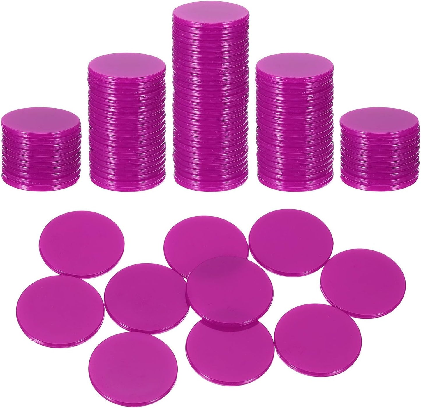 uxcell 120Pcs 1 Inch Poker Chips, Plastic Bingo Chips Learning Counters Counting Counters Disks Markers Opaque Game Tokens for Game Play Math Counting, Pink, Flat