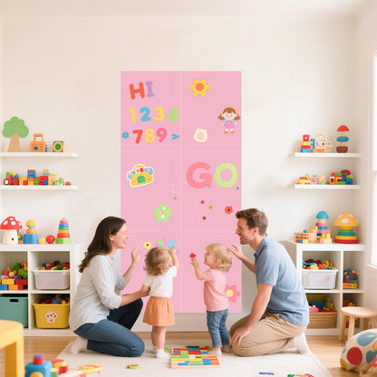 Magnetic Decal Wall for Kids Set of 6 Milk Tea Magnetic Chalkboard for Wall Peel and Stick Magnet Sheets with Chalk Tangram Puzzle and Multiple Accessories Magnetic Wall Decal for Playroom Home