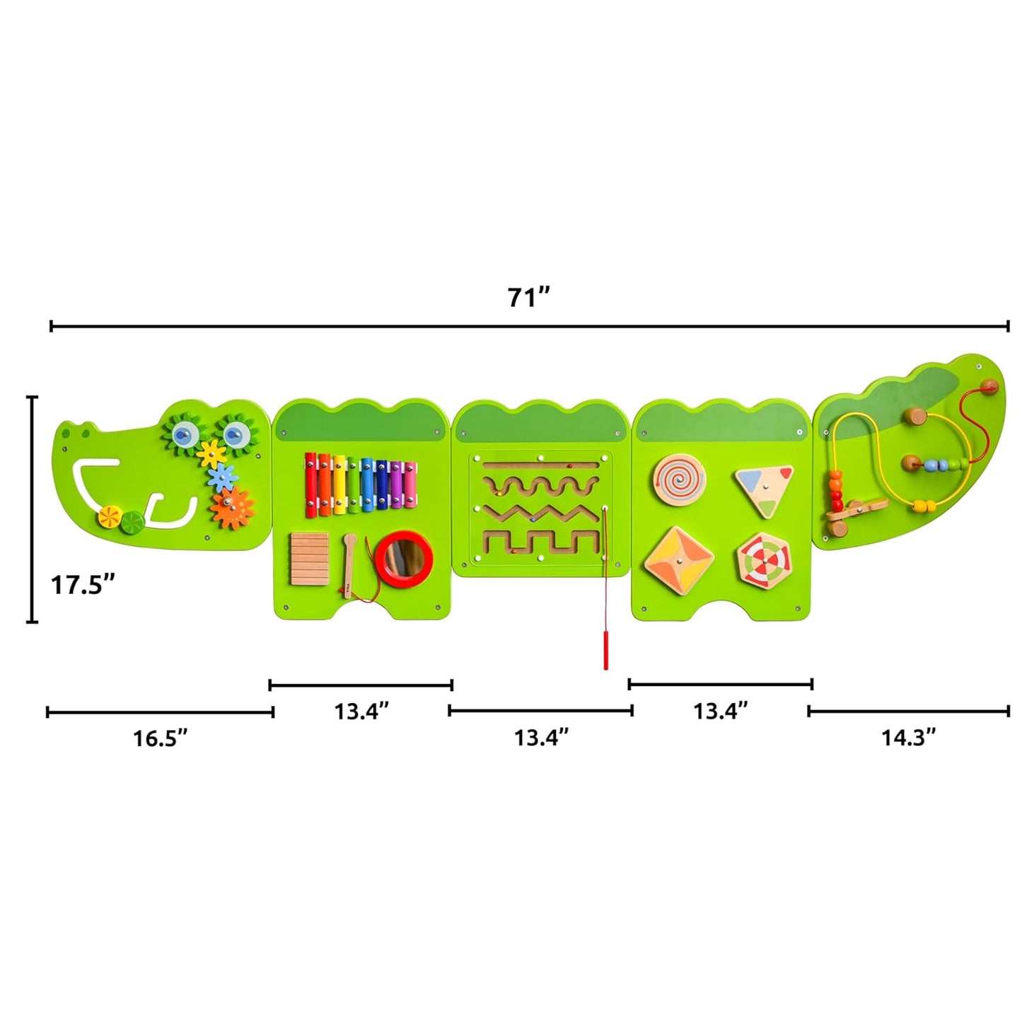 Spark & Wow Crocodile Activity Wall Panels | Light Green | Ages 18m+ | Montessori Sensory Wall Toy | 9 Activities| Busy Board Toys for Toddlers