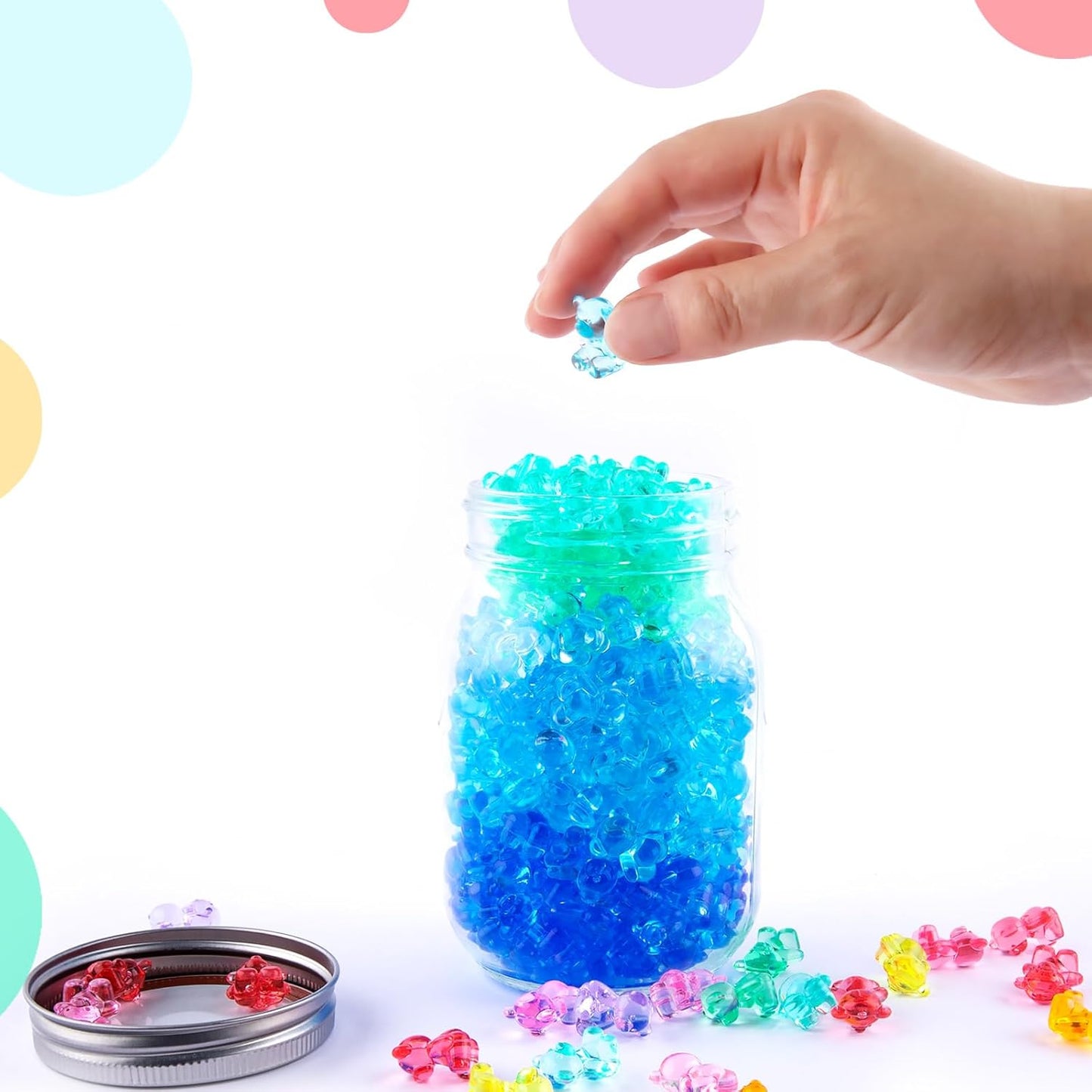 Niceup 360pcs Bear Mini Figurines to Hide, 0.6in Plastic Counting Sorting Bears Translucent Tiny Acrylic Resin Teddy Miniatures for Baby Shower Party Game Vase Fillers Classroom DIY Crafts