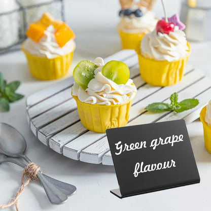 20 Pack 4"x3" V-Shaped Mini Chalkboard Signs, Self-Standing Tabletop Food Labels for Wedding, Bakery, Buffet, Easy to Write & Wipe Off, Includes 7 Color Chalk Markers, Cleaning Cloth