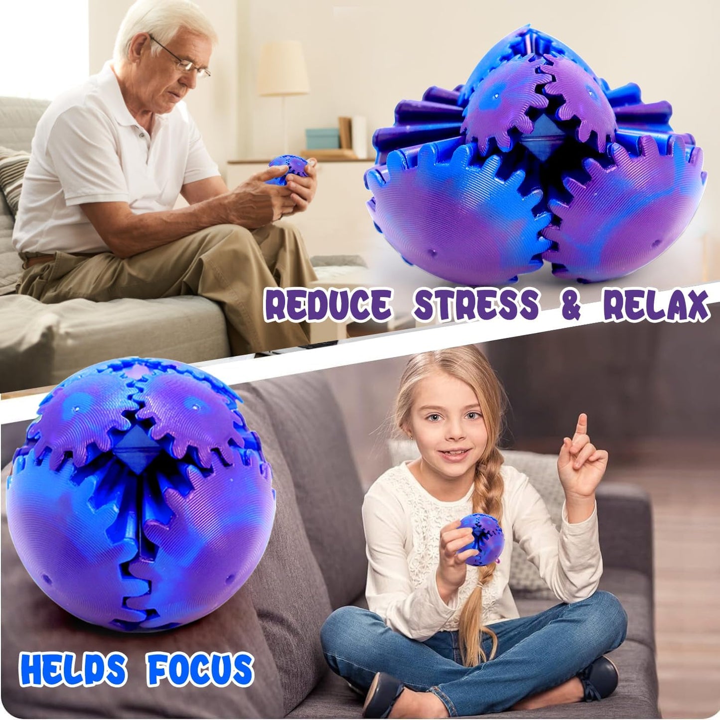 6 Pack Orbit Ball Toy, Fidget Cubes Top Spinning Toy, Great Party Favor Gifts & Creative Decompress Toys, Puzzle Games as Stress Relief Gifts for ADHD Kids Children's Day Gifts