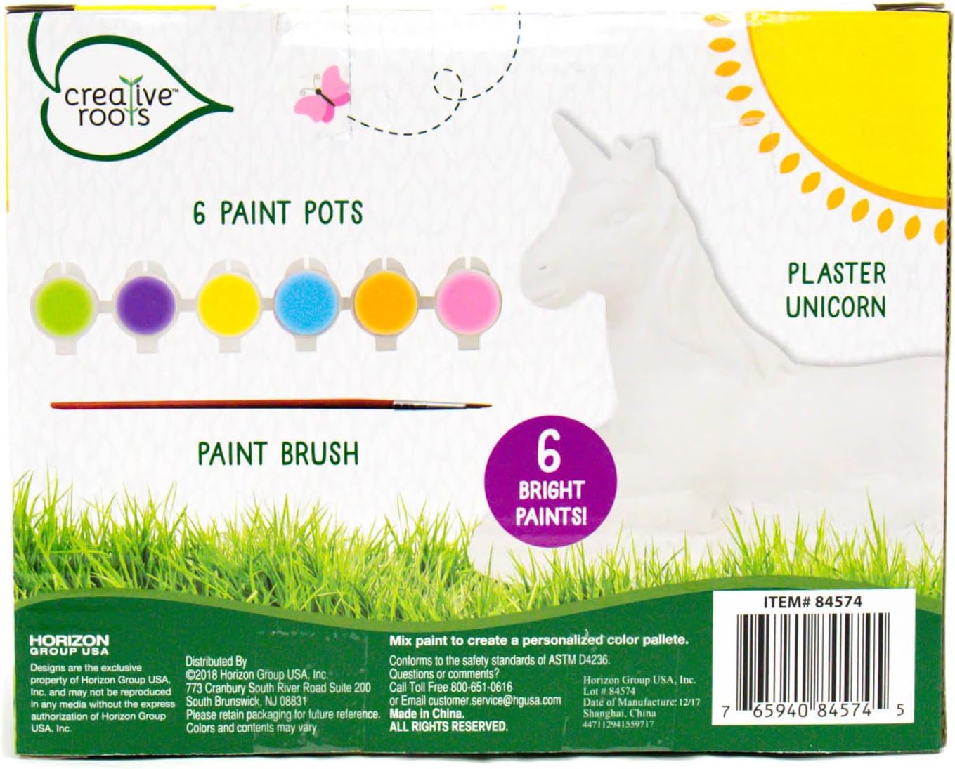 Creative Roots Paint Your Own Rock Pets by Horizon Group USA, 6 Colors, Paint Brush, Wiggly Eyes and Glue Included, Multicolor