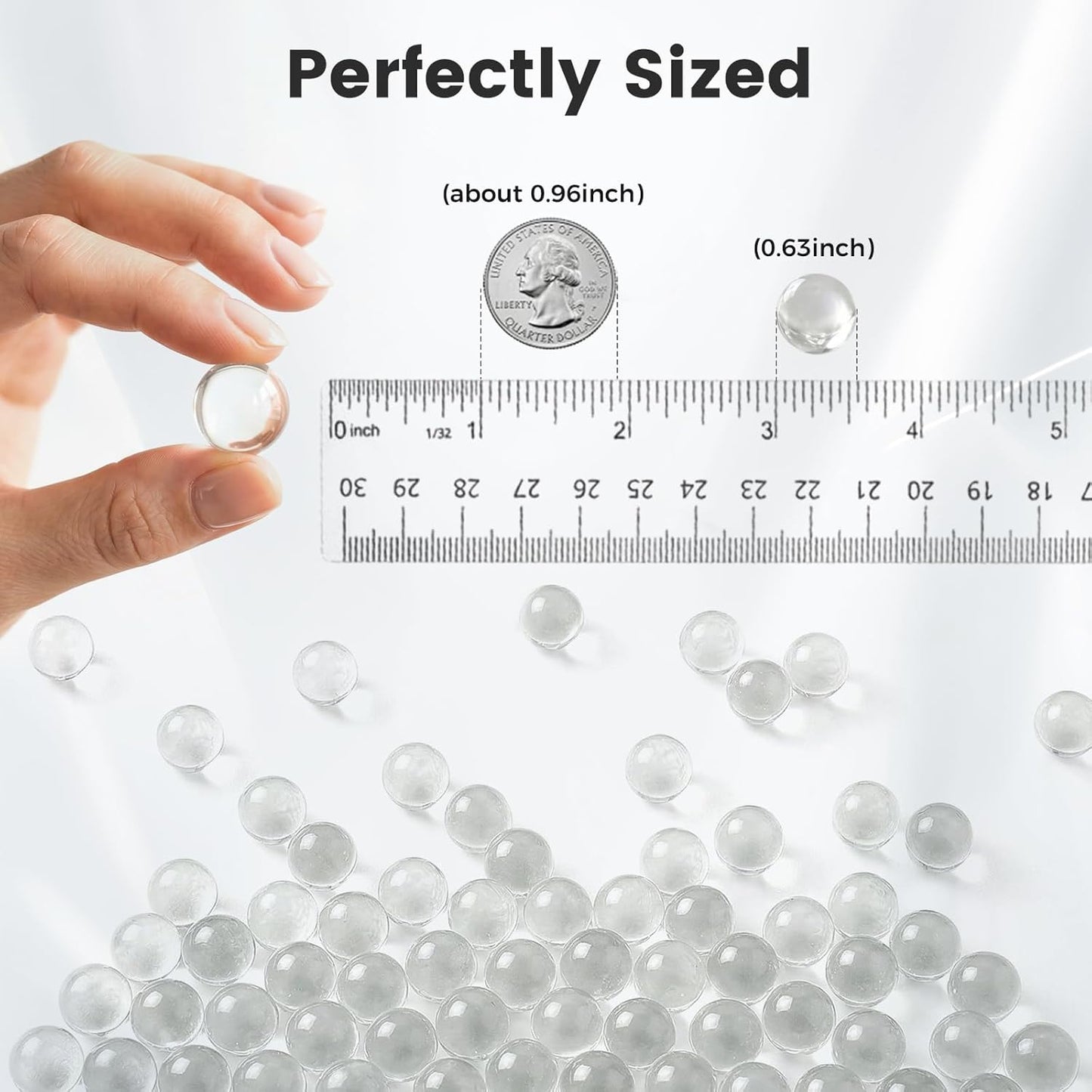 SallyFashion 75PCS Glass Marbles, 0.63 Inches Clear Marbles, for Kids Marble Run, Board Marble Racing Toys, Vase Fillers, DIY Home Decorations