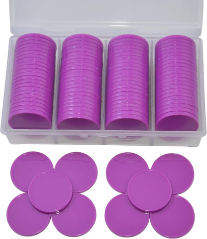 100 Pieces Plastic Learning Countes Disks Bingo Chip Counting Discs Markers Tokens with Storage Case for Math Learning, Counting, Poker Chips Game, Bingo Chips Game