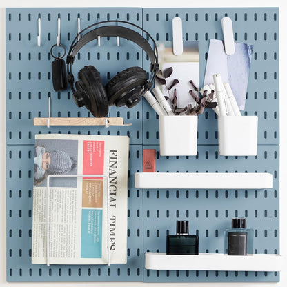 MULSAME Pegboard Combination Kit, Wall Mounted Storage Set with 4 Pegboards & 14 Accessories Hanging, White Peg Boards Organizer for Walls Display, Crafts Organization, Kitchen Organizer, 22" x 22"