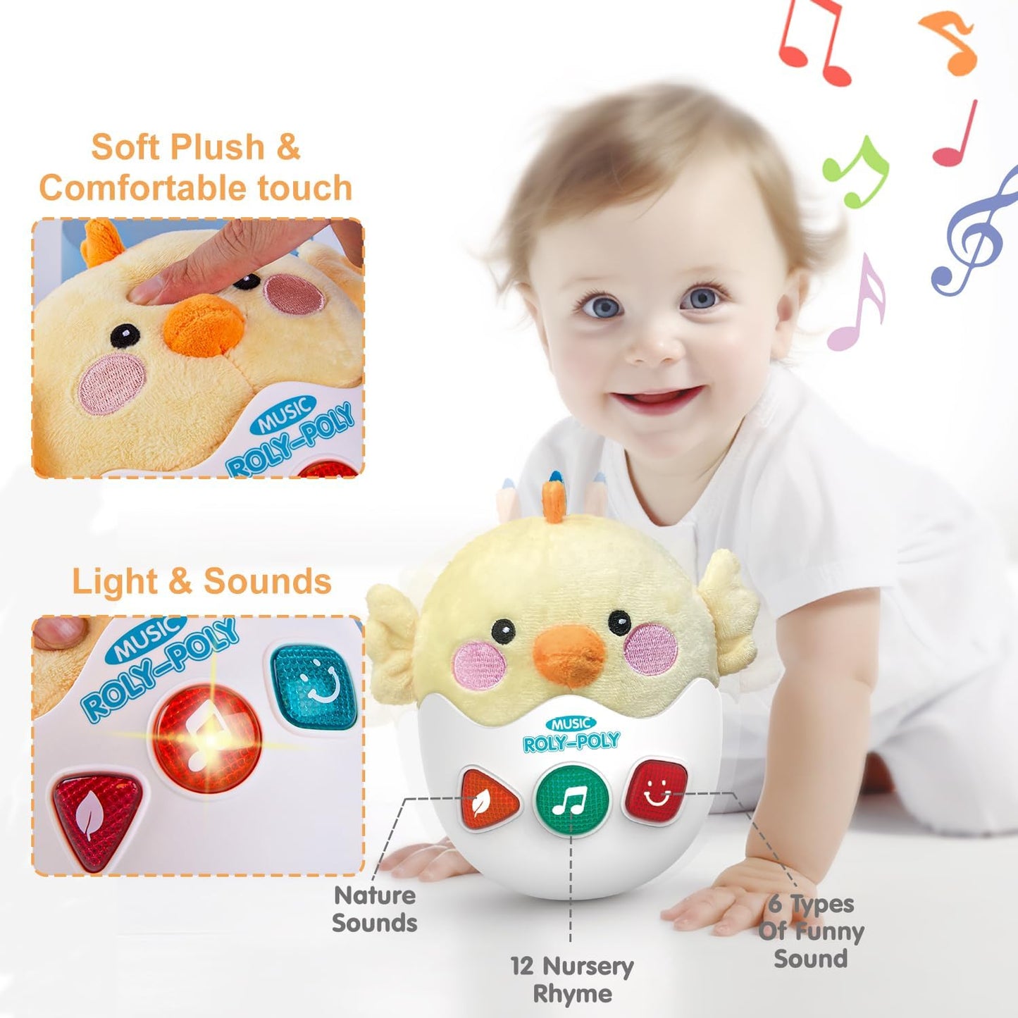 LTKFFFdp Baby Toys for Toddlers 1-3, Animal Plush Musical Toy, Nesting Cups Shape Sorter for Infant 6 to 12-18 Months, Learning Toy with Rattle, Birthday Gifts for Kids 9-12 Month Girl Boy