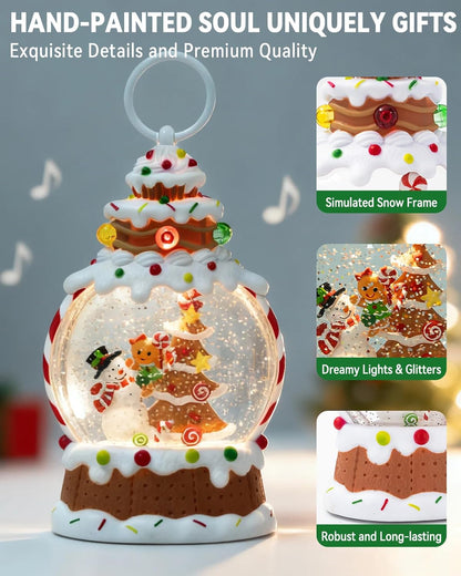 Musical Snow Globe,Lighted Snowman Snow Globes, LED Lights and Swirling Glitter, Christmas Snow Globes Music Box, Decoration for Adults and Kids.