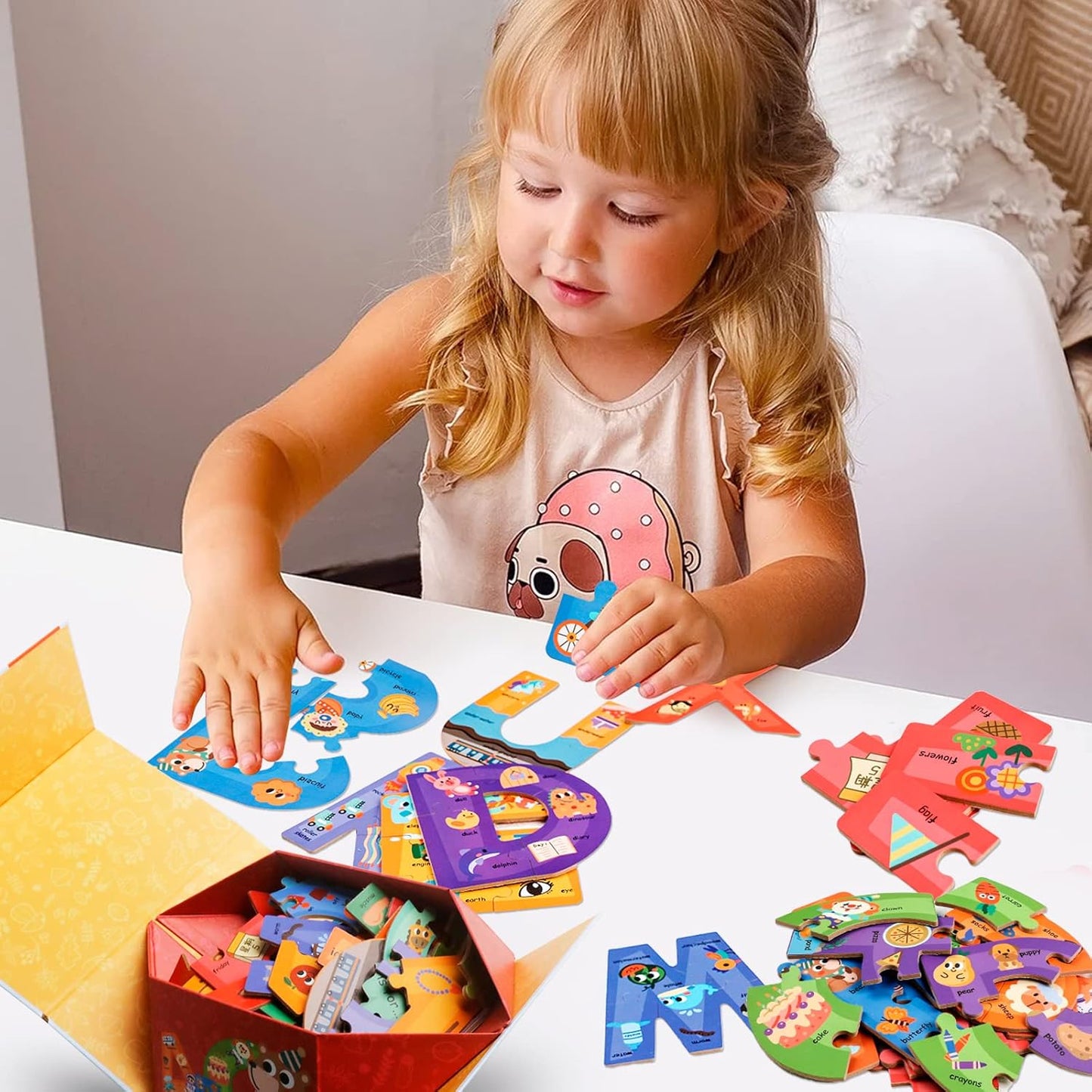 Wooden Floor Puzzles for Kids,Montessori Preschool Educational Learning Number Puzzle & Animal Puzzle Matching Games Easter Basket Stuffers Gifts for Boys Girls Ages 3+