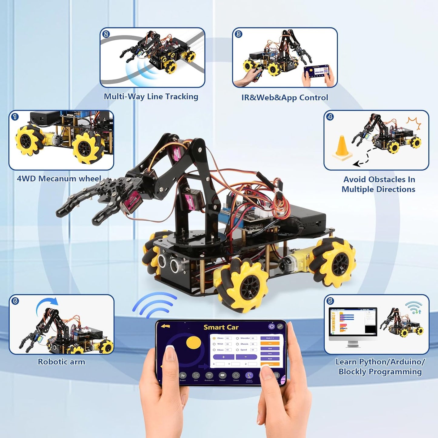 ACEBOTT Smart Robot Tank Car Kit with ESP32 for Arduino Robotics for Kids Ages 8-12 12-16 STEM Science Kits Coding Gifts for 8-16 Year Old Boys Girls Teens Cool Engineering Building Toys Unique Gifts