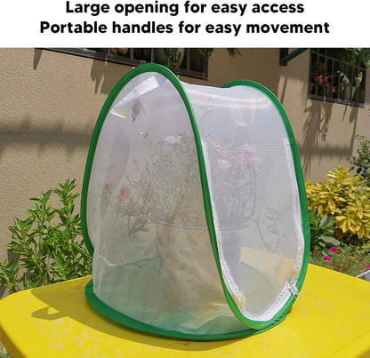 Outdoor Large Butterfly Net Habitat, Collapsible Caterpillar Growing Mesh Cage Terrarium for Observation Feeding