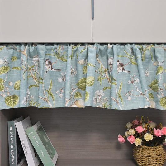 Farmhouse Birds Curtains 84 Inches Length Rod Pocket Half Light Blocking Green Tree Pattern for Patio Door Vintage Floral Print Window Drapes for Sliding Glass Door Home Decor 1 Panel W39 X L84 Inch