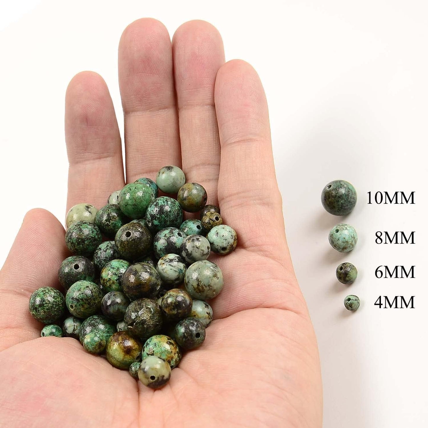 NCB 100pcs Original Natural Stone Beads Gemstone Round Loose Beads 6mm 8mm 10mm (Blue Aventurine, 6mm 100Beads) - Colors A