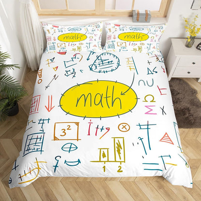 Erosebridal Science Theme Bedding Set Queen Size for Boys Girls Chemistry Periodic Table Print Duvet Cover Chemical Subject Theme Comforter Cover Teens Kids Math Science Atyle Bedspread Cover 3 Pcs