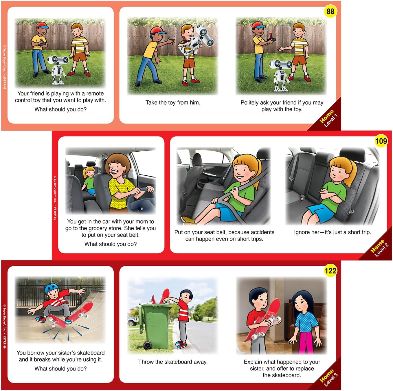 Super Duper Publications Making Good Social Choices Skill Strips®, Critical Thinking Flashcards, Educational Resource