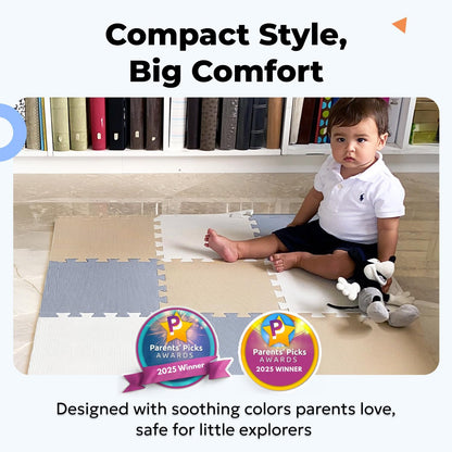 MioTetto Baby Play Mat, Soft Foam Floor Tiles for Kids. Adjustable Interlocking Foam Tiles, Fits with 50x50 Playpen Baby mat for Crawling & Development, Safe & Non-Toxic Playmat for Babies 6-12 Months