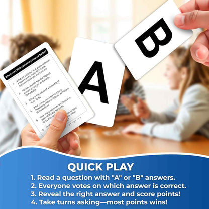 QUOKKA Board Games for Kids 8-12 and Family - Set of 4 Who Knows It Better? - 2000+ Questions Across Biology, Culture, STEM and Math - Educational Trivia Cards for Learning and Game Night