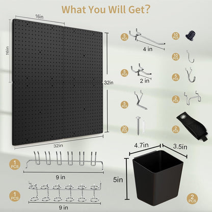 FZK Peg Board with Hooks, Plastic Pegboard Kit with 4 White Pegboards and Accessories, Peg Board Wall Organizer for Office and Craft Room